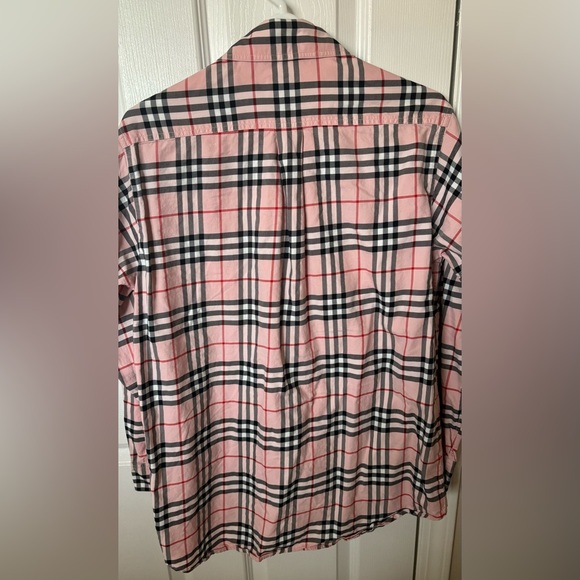 Burberry Logo Embroidered Check Shirt Pink 6 - Picture 6 of 8